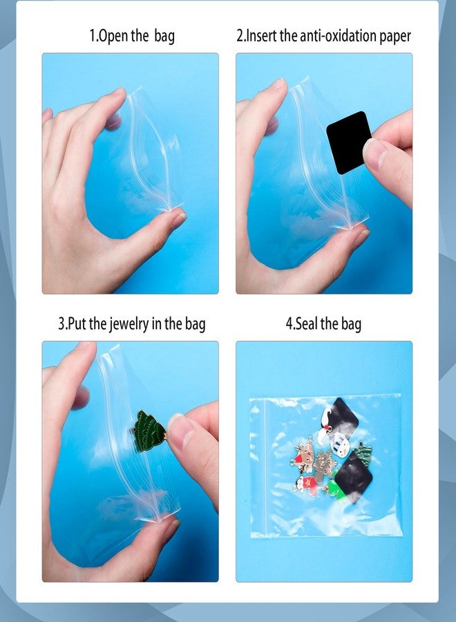 ايرسيدا مجموعة إيرسيدا من 200 قطعة من شرائط منع التشويه مع أكياس بلاستيكية شفافة للمجوهرات، 100 كيس تخزين شفاف مقاس 3.5 × 5 بوصة و100 قطعة من شرائط منع التشويه مقاس 1 بوصة لتغليف خواتم وأقراط المجوهرات - Image 5